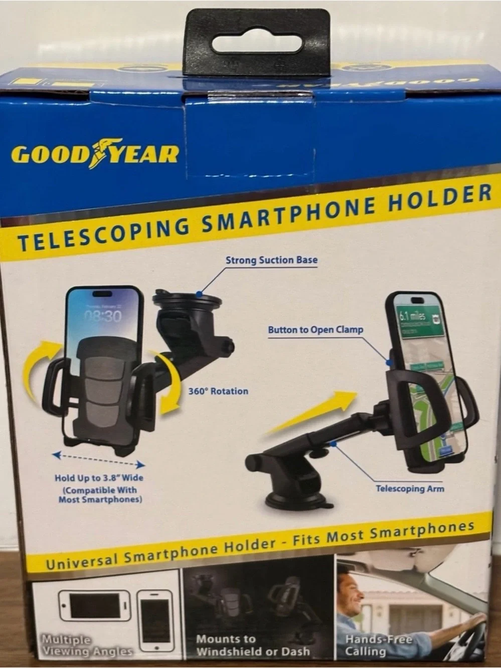 Goodyear Telescoping Black Smartphone Holder - Universal Car Mount